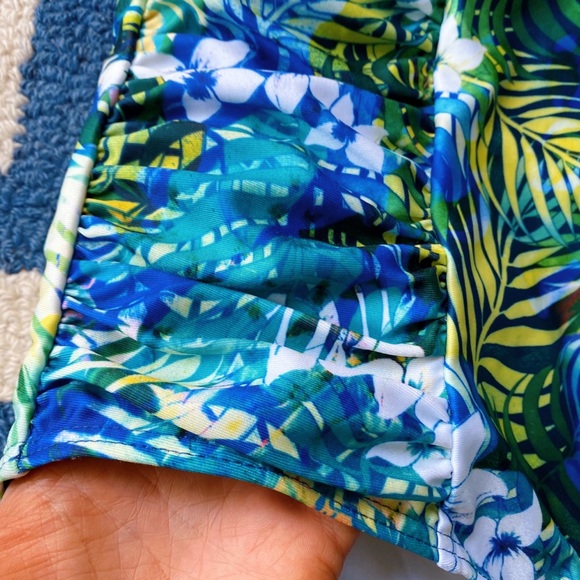 🏝 DOROTHY PERKINS BLUE GREEN PALM PRINT ONE-PIECE BATHING SUIT! - Picture 4 of 11